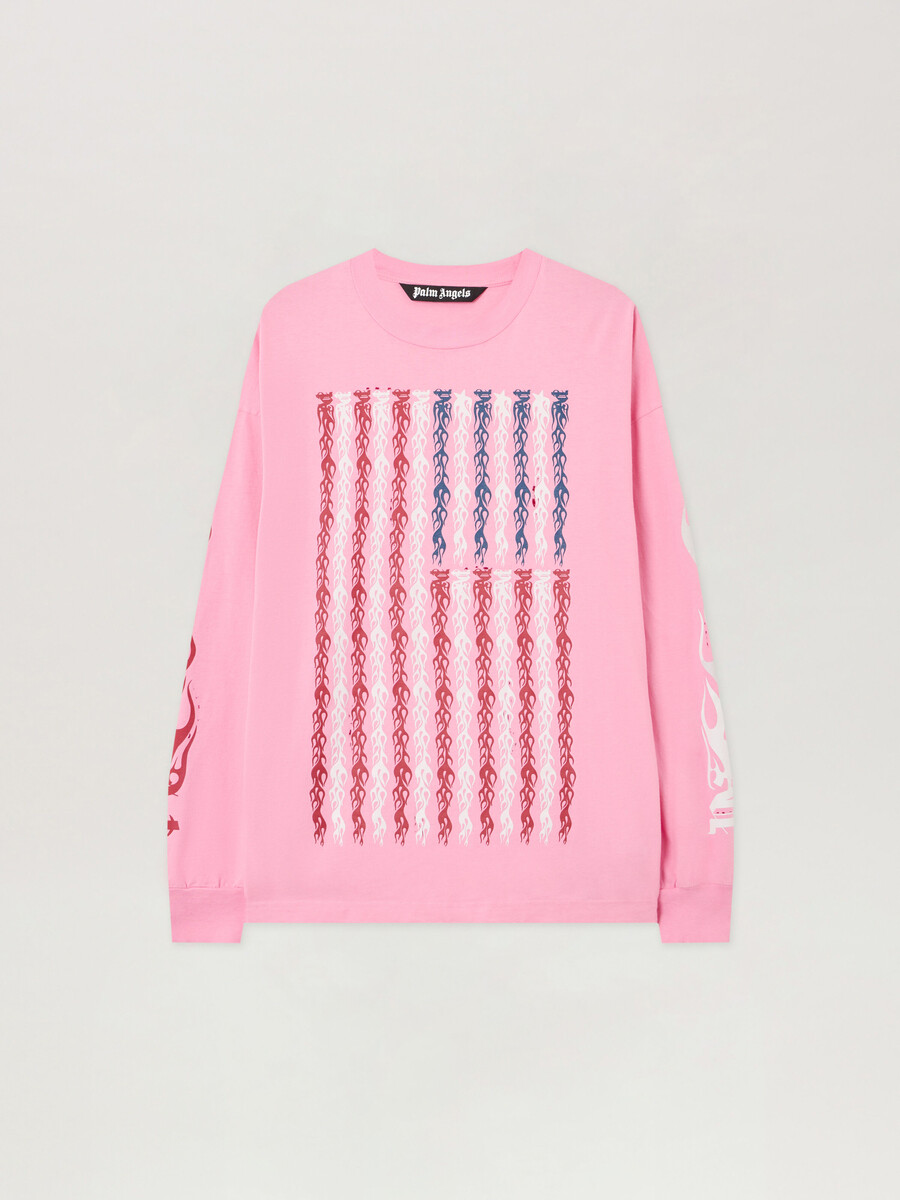 camiseta de manga larga con bandera de llamas