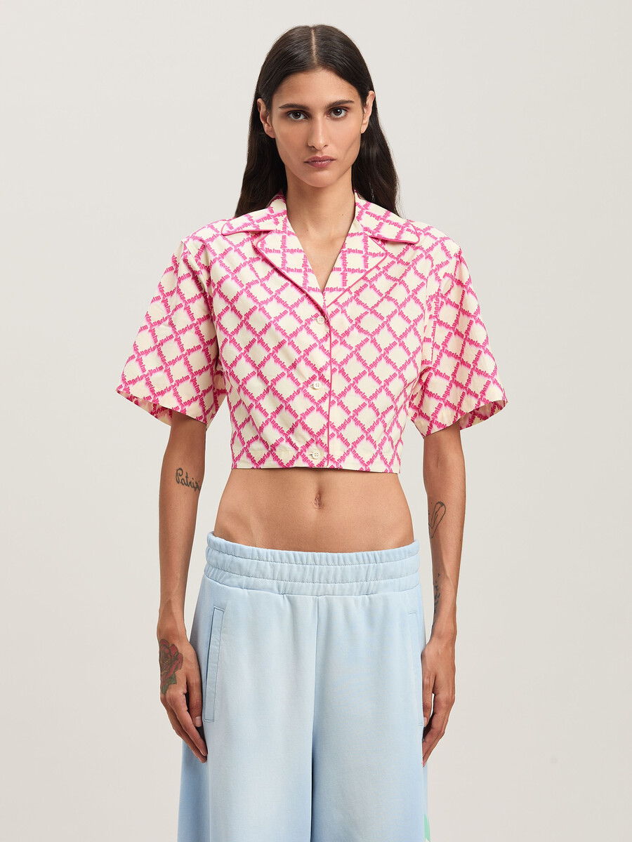 camisa con logo de red cruzado marfil - fuchs