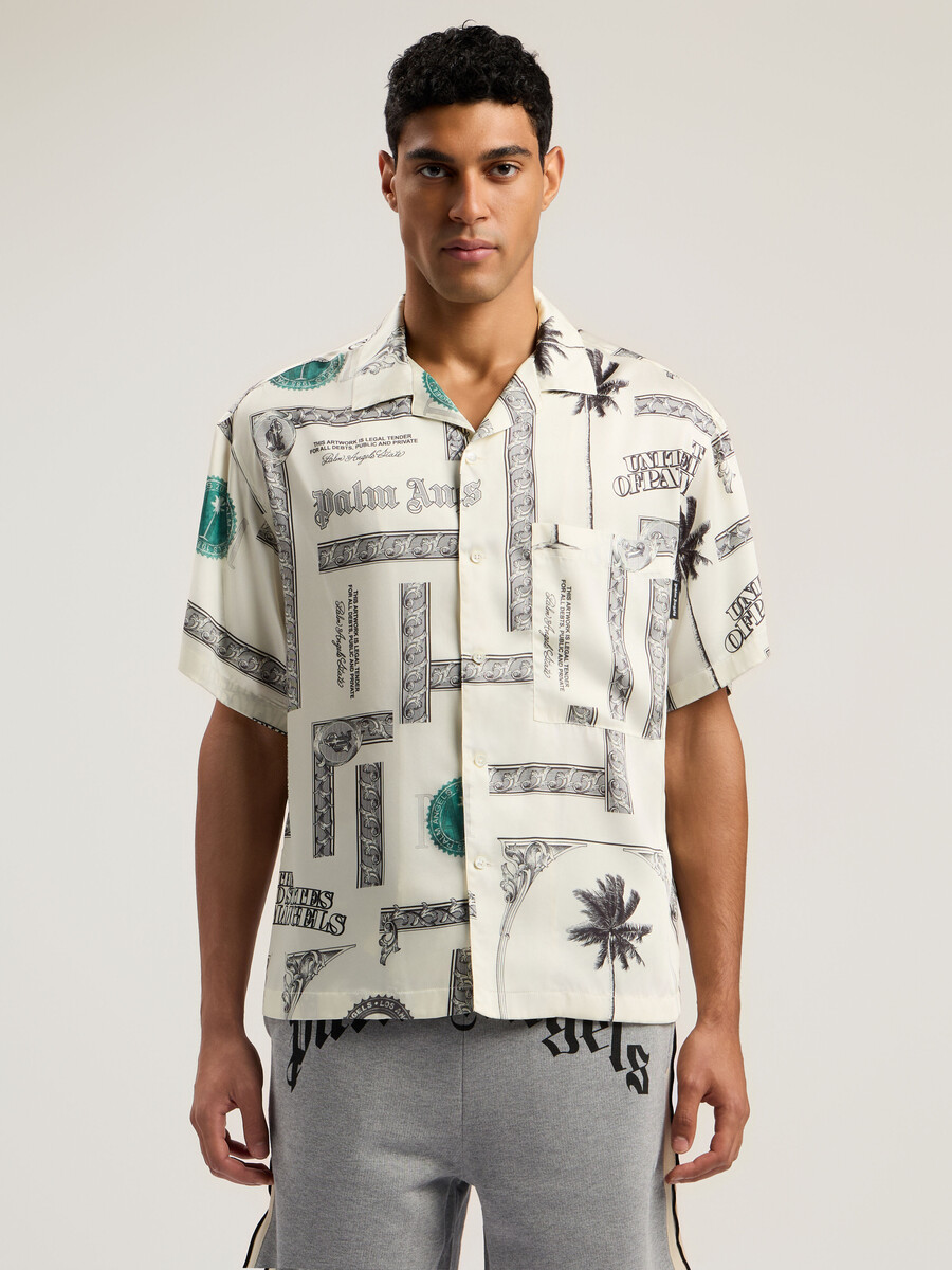 camisa de manga corta con estampado de dólares