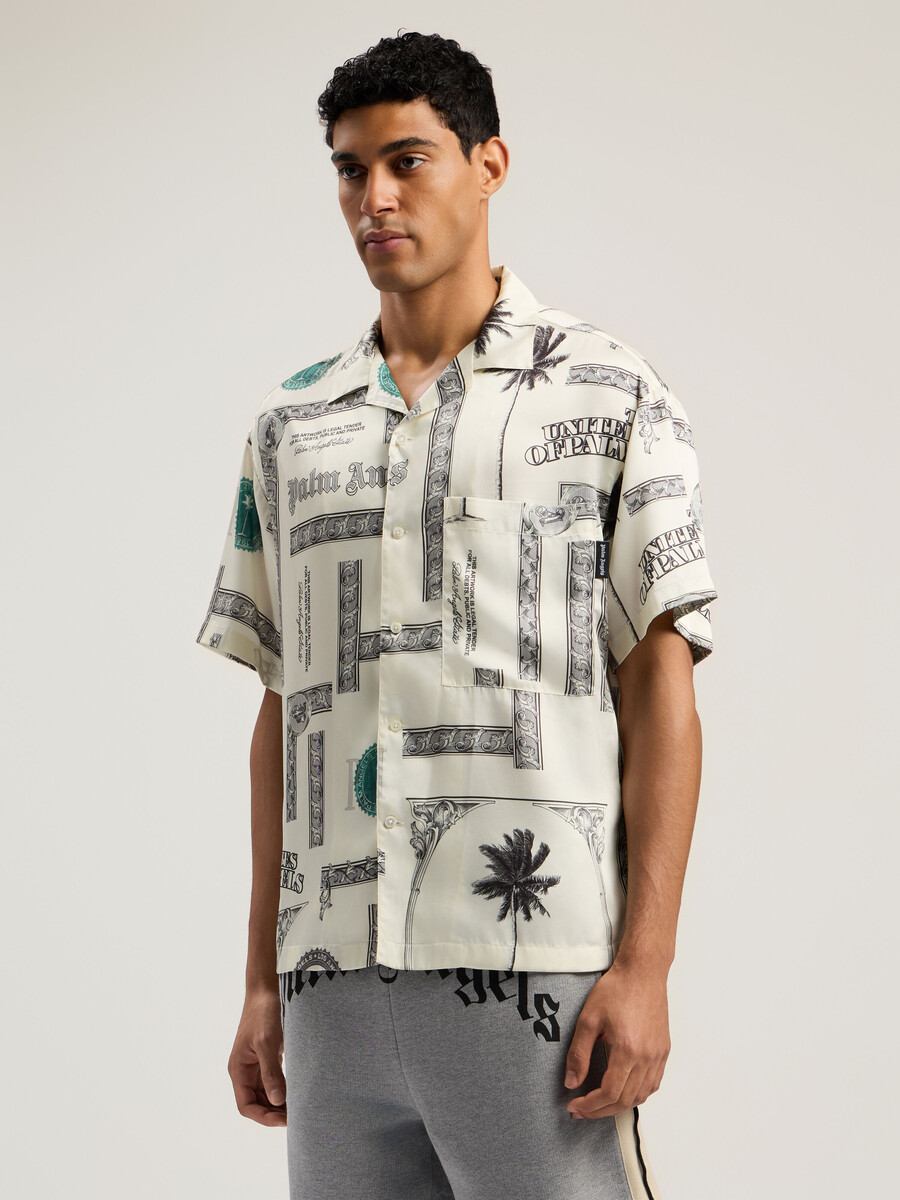 camisa de manga corta con estampado de dólares