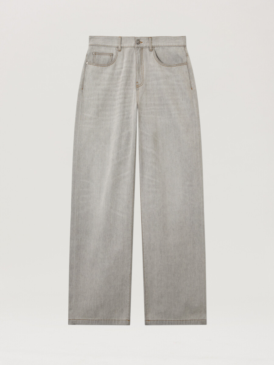 pantalones vaqueros holgados con logo curvo