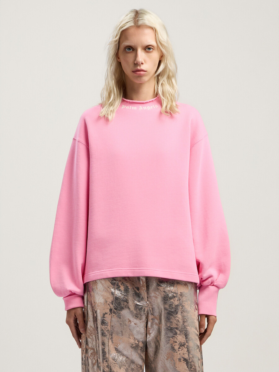 sudadera con cuello globo y logotipo curvo