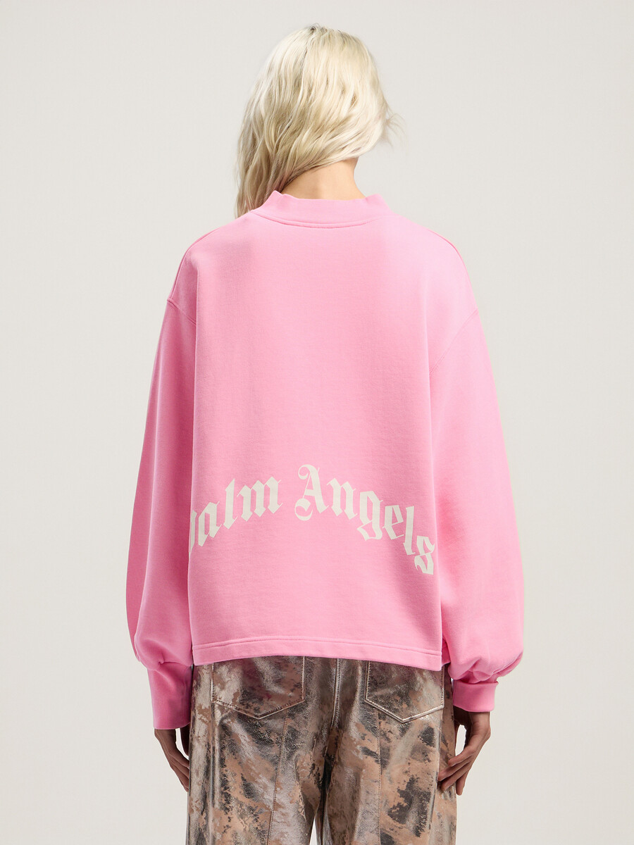 sudadera con cuello globo y logotipo curvo