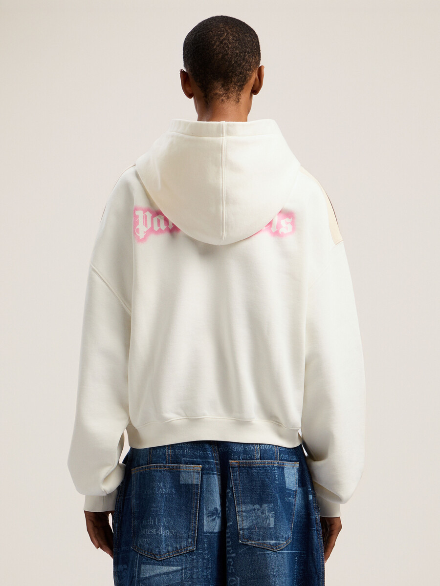 sudadera corta con capucha de neón y logotipo clásico