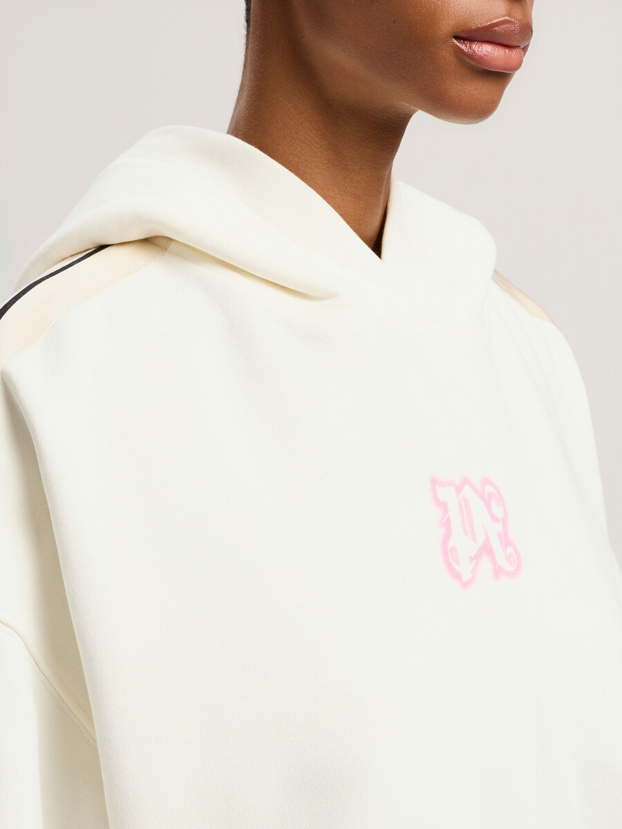 sudadera corta con capucha de neón y logotipo clásico