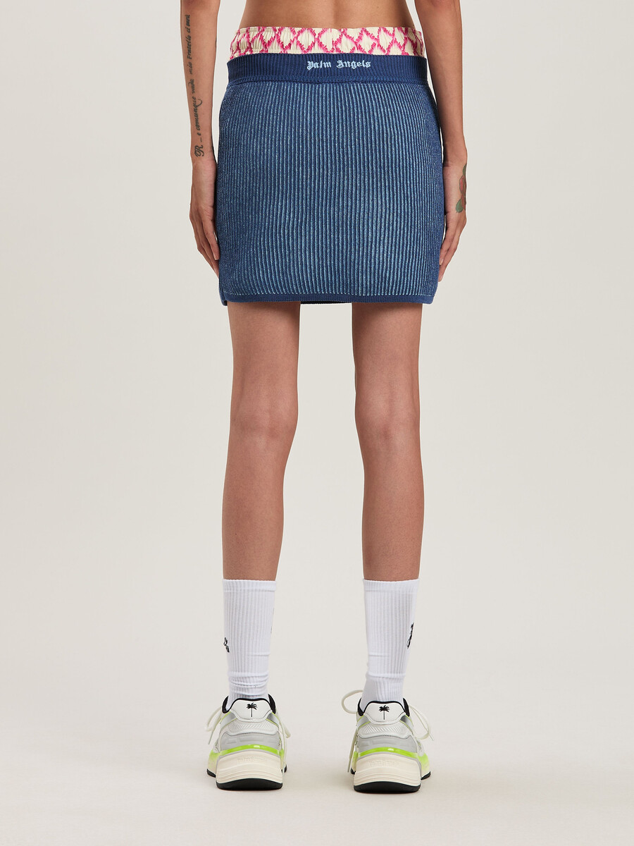 falda de punto acanalado bicolor azul Índigo - claro