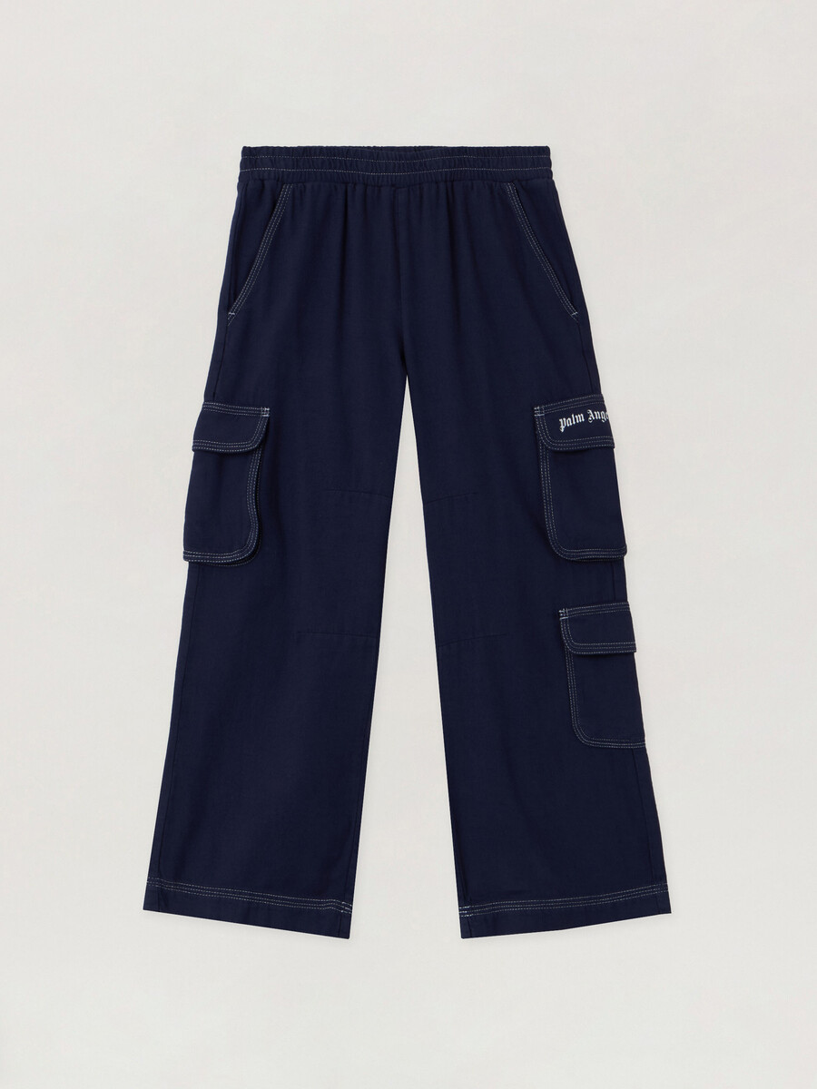 pantalones cargo holgados de franela con logotipo