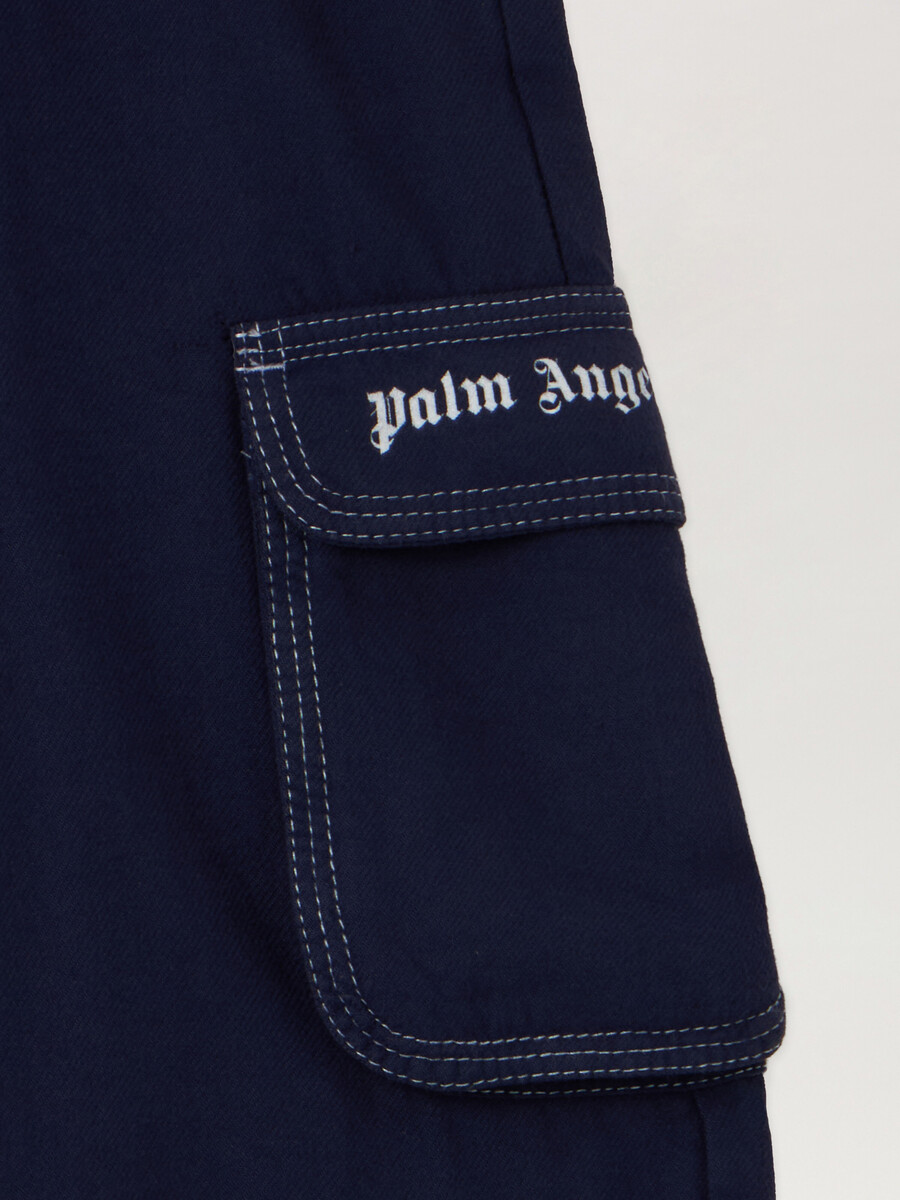 pantalones cargo holgados de franela con logotipo