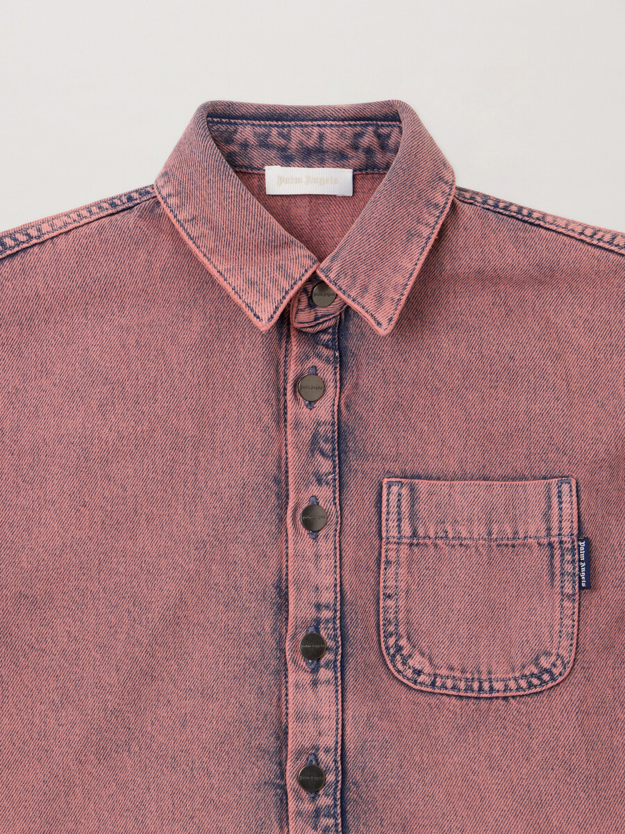 camisa corta de mezclilla teñida