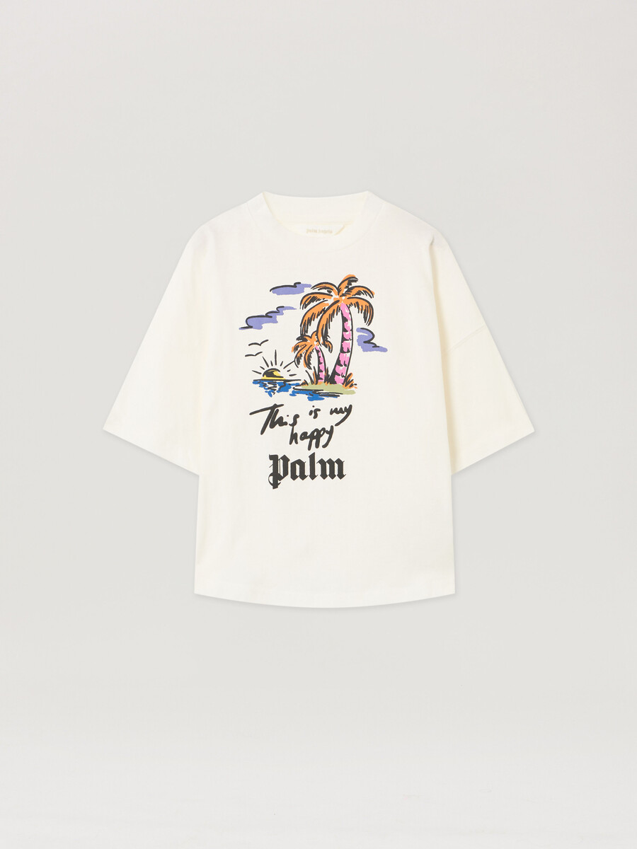 camiseta gráfica happy palms