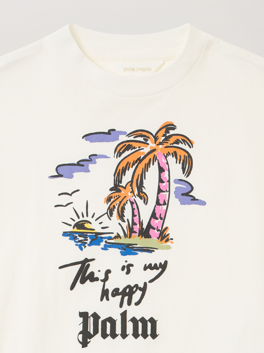 camiseta gráfica happy palms