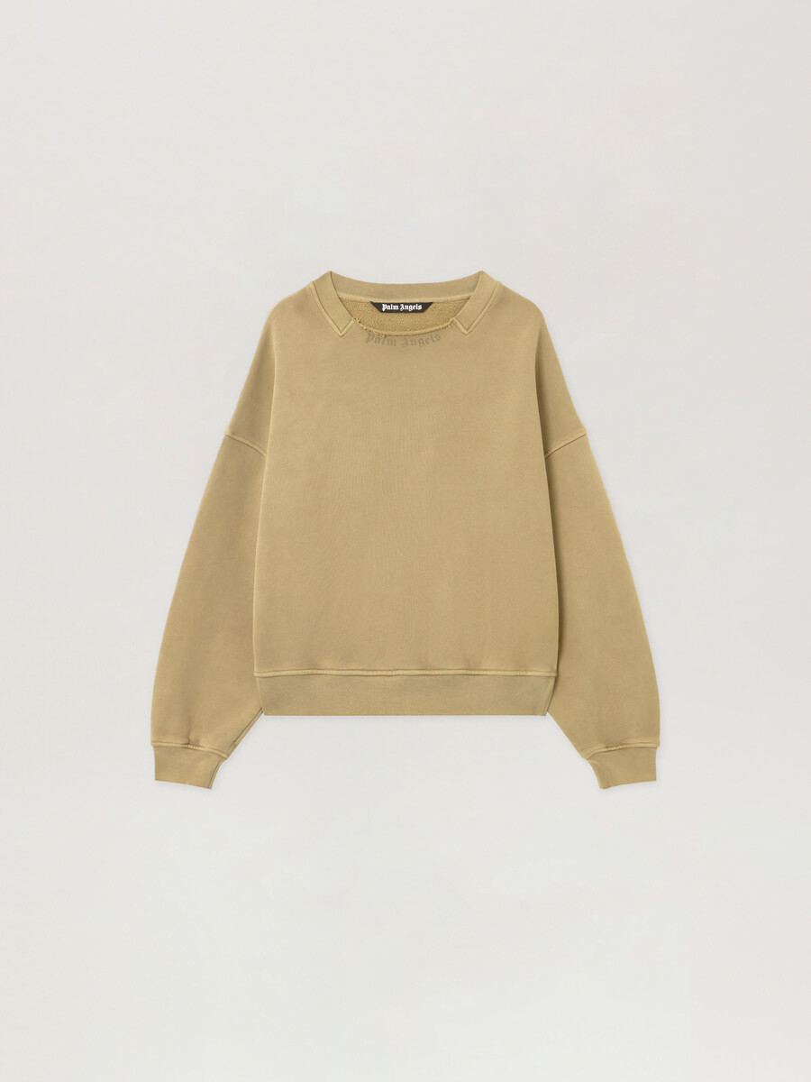 sudadera con cuello holgado y logotipo curvo