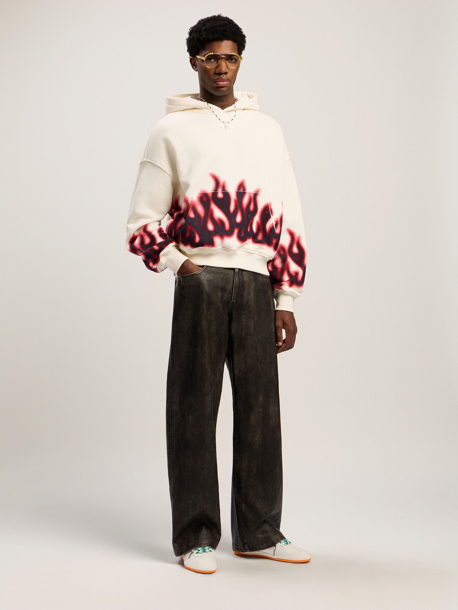 sudadera con capucha suelta flames