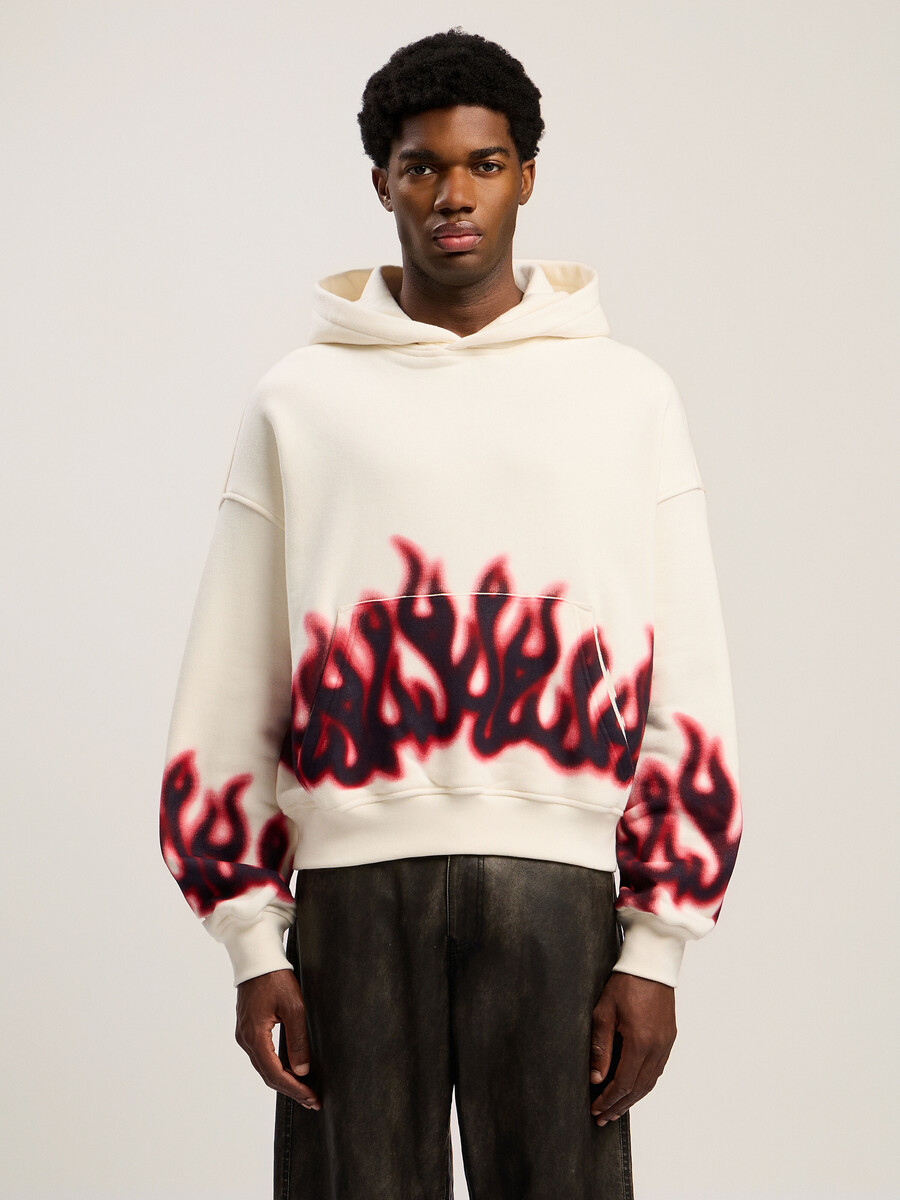 sudadera con capucha suelta flames