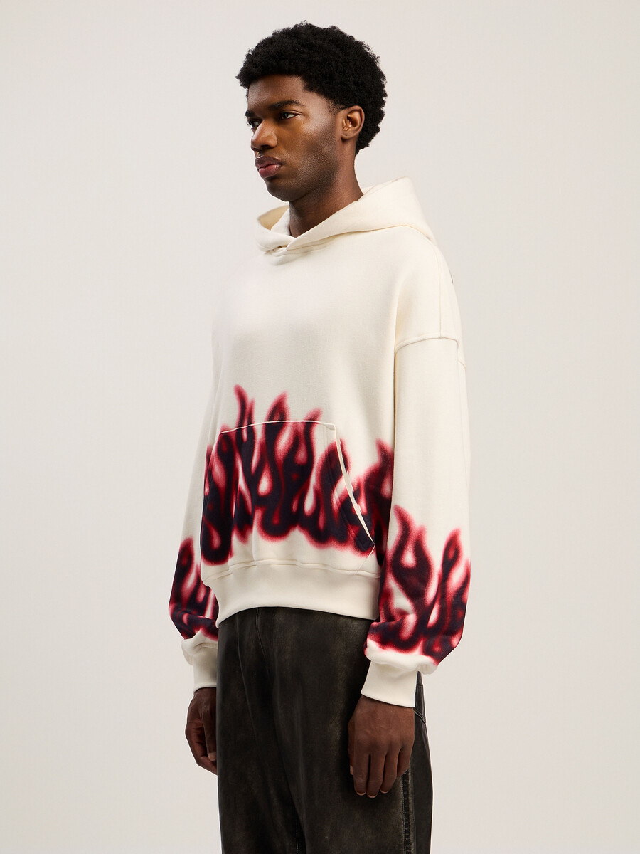 sudadera con capucha suelta flames