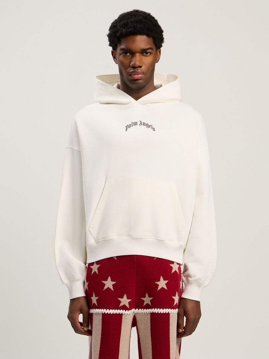 sudadera holgada con logo curvado en la espalda