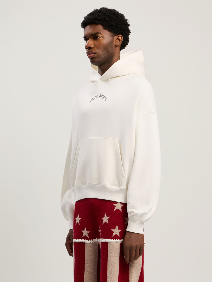 sudadera holgada con logo curvado en la espalda