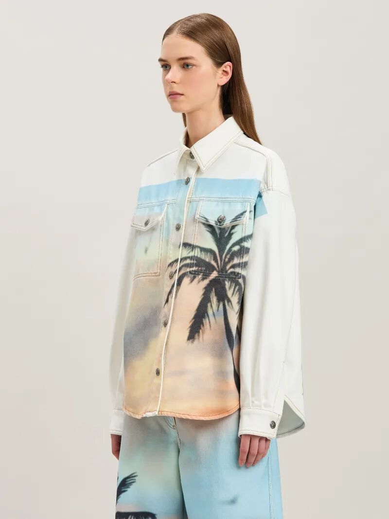 camisa vaquera sunrise palm blanco rojo -