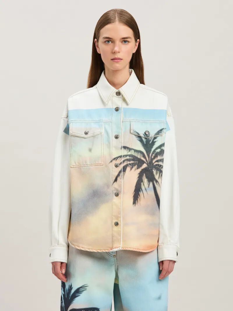 camisa vaquera sunrise palm blanco rojo -